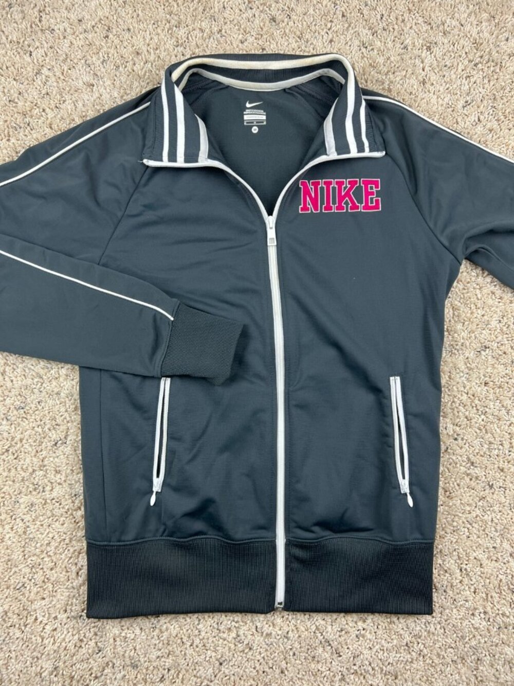 Nike Gray Pink Medium Full Zip Jacket Women's Activewear Running Jacket Jogging